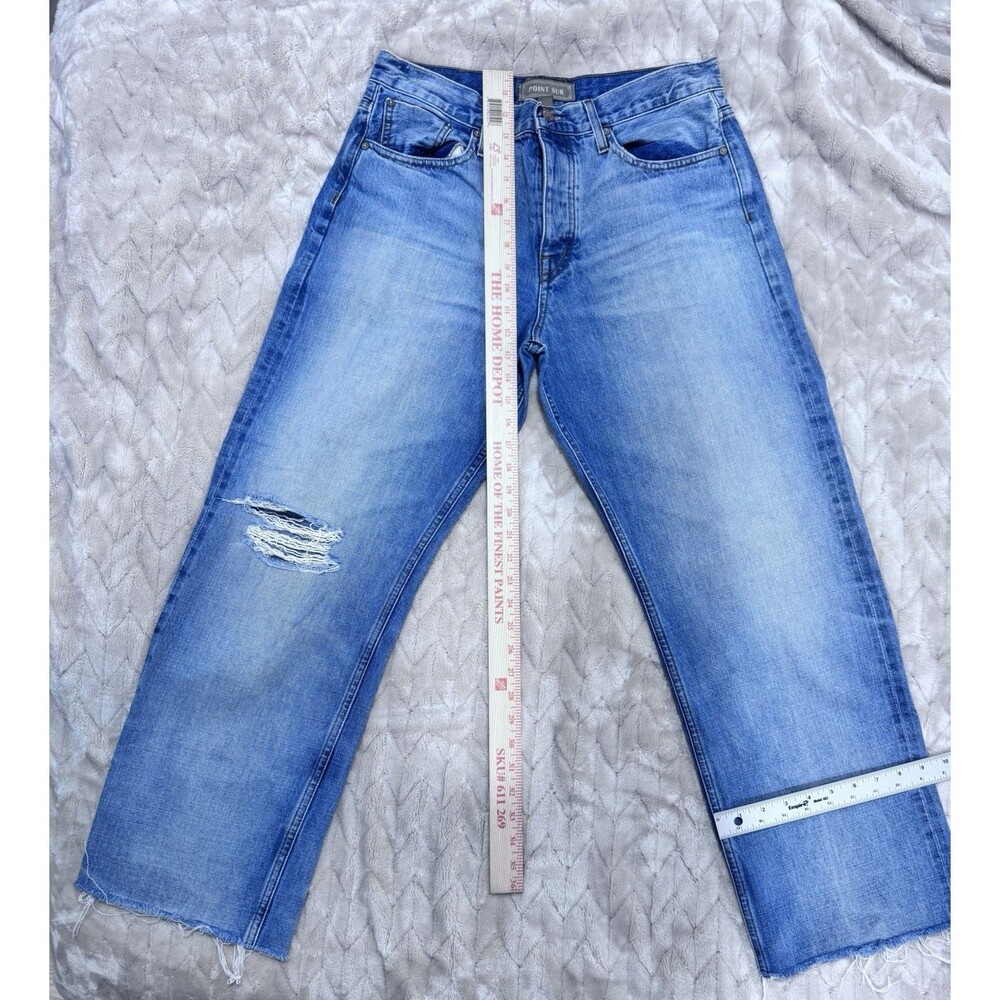 Point Sur Jeans Women 29 Blue Wide Leg Crop Raw Hem Coastal Boho